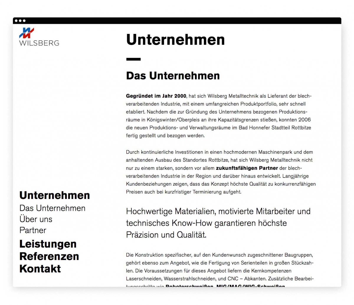 Wilsberg Metalltechnik Webseite
