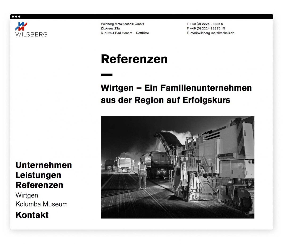 Wilsberg Metalltechnik Webseite